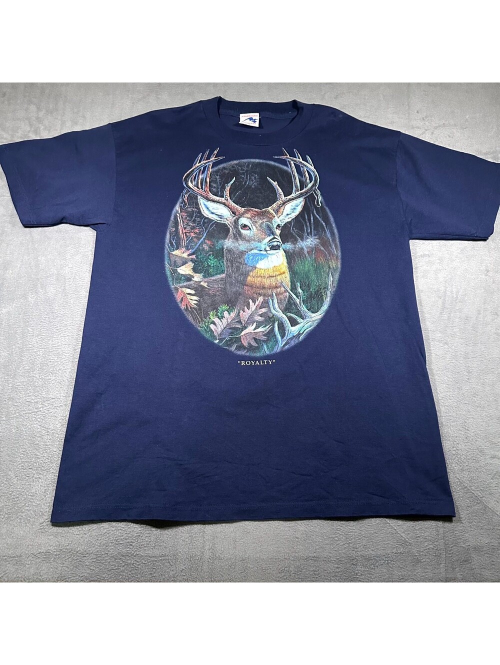 Vintage American Artwear T-Shirt Men XL Navy Blue Deer Buck Graphic Short Sleeve